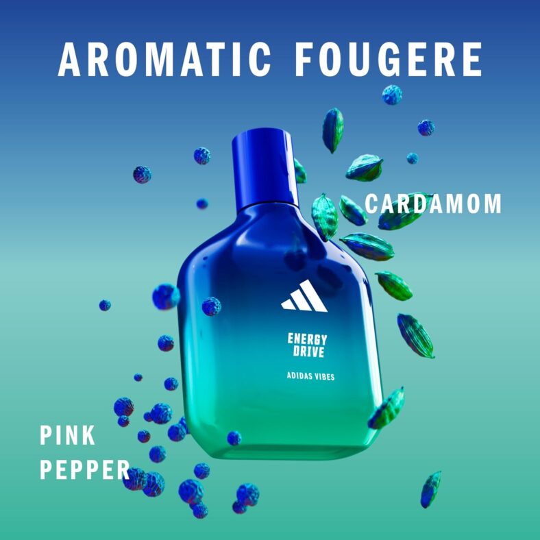 Coty x Adidas Vibes Energy Drive showing the bottle