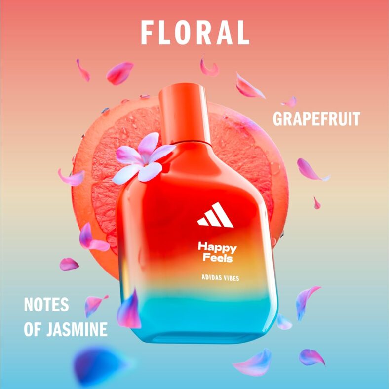 Coty x Adidas Vibes Happy Feels showing the bottle