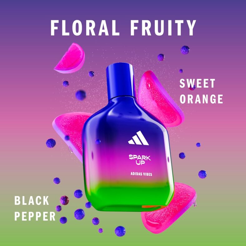Coty x Adidas Vibes Spark Up advert showing the bottle